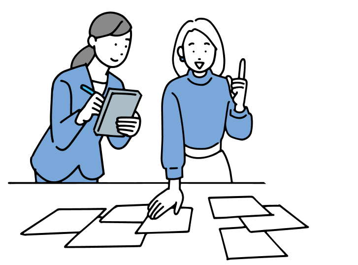 提案している女性